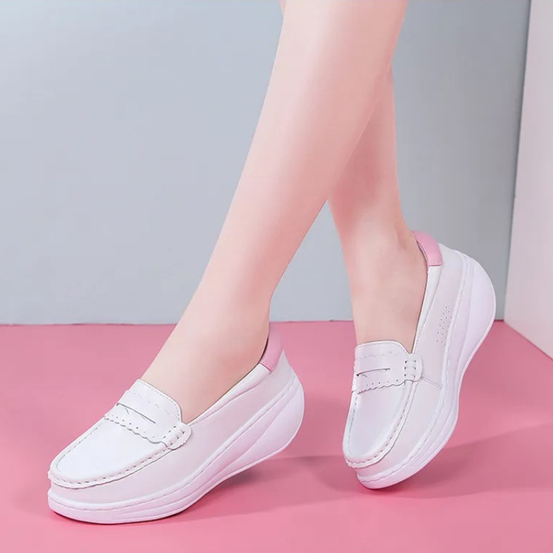 Women Shoes Tennis - 2025 화이트 핑크 간호사 스니커즈 슬립온