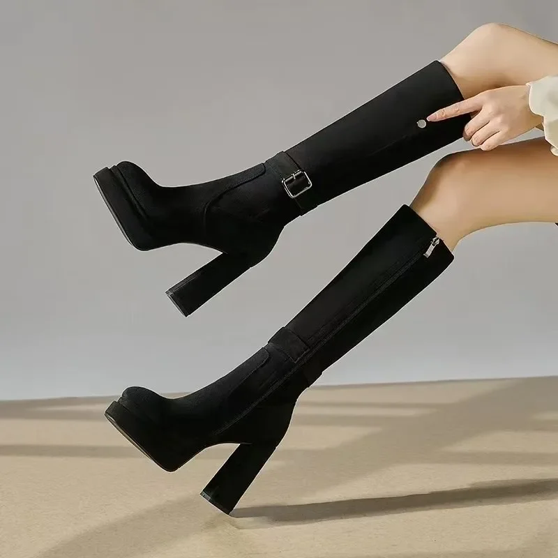여성 플랫폼 두꺼운 굽 높은 굽 2025 신상 가을 겨 - Knee High Boots Women 리뷰 및 가격
