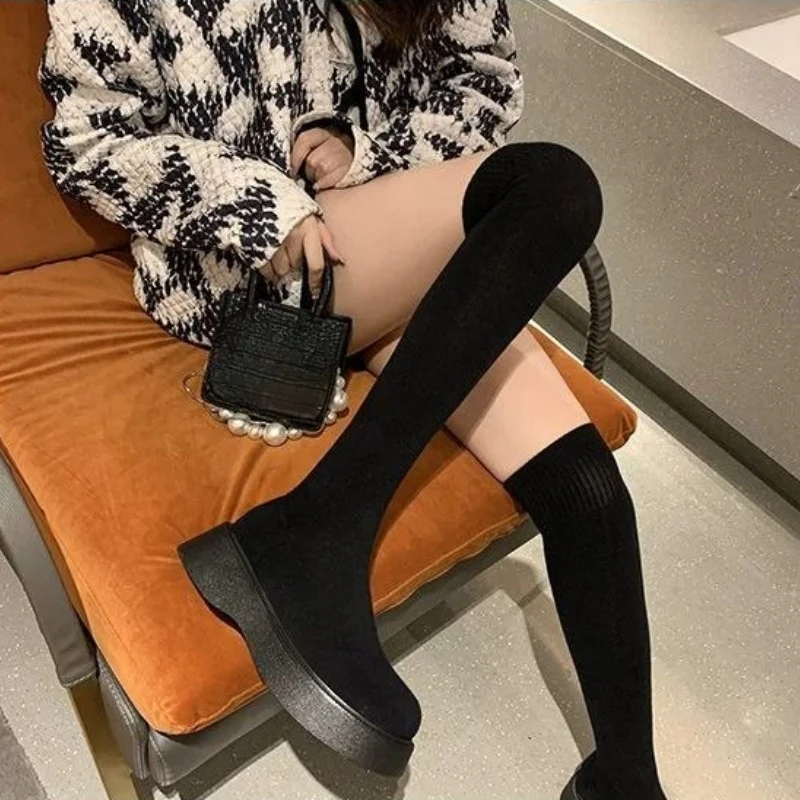 여성용 두꺼운 밑창의 무릎까지 오는 신축성 있는 부츠, - Sock Boot Women 리뷰 및 가격