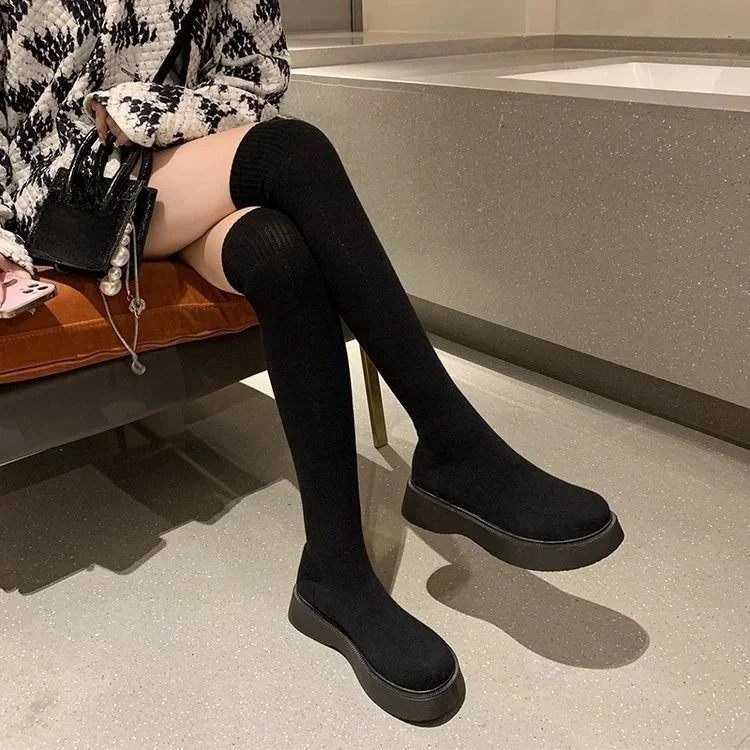 여성용 두꺼운 밑창의 무릎까지 오는 신축성 있는 부츠, - Sock Boot Women 리뷰 및 가격