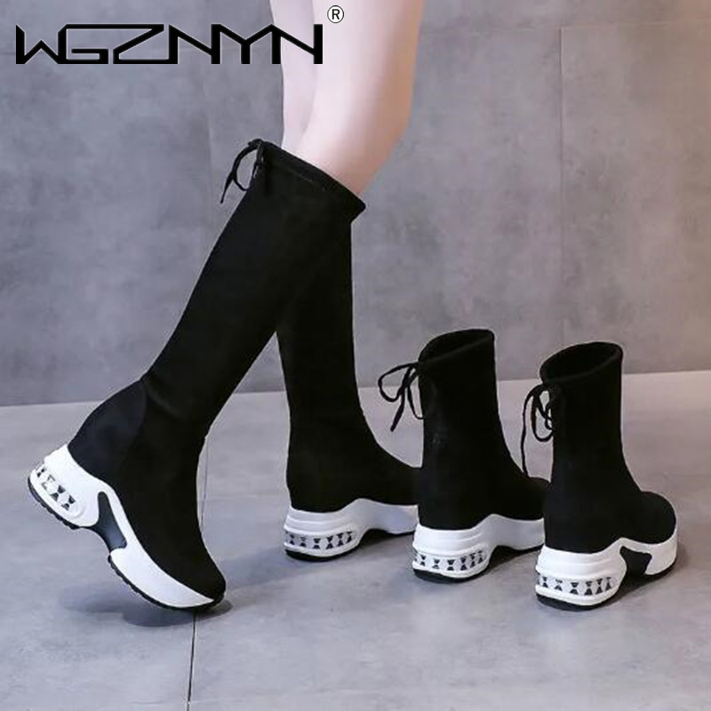 여성용 따뜻한 청키 플랫폼 롱 부츠, 레이스업 플록 무 - Knee High Boots Women 리뷰 및 가격